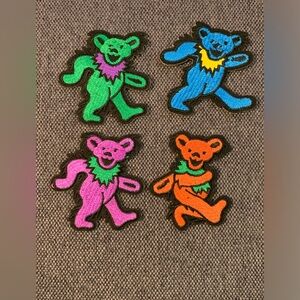 Grateful Dead Dancing Bear SET OF 4–Iron On Patches—NEW!